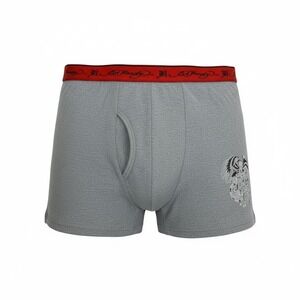 Ed Hardy Mens Gray Tattoo Graphic Boxer Briefs Red Logo Waistband XL